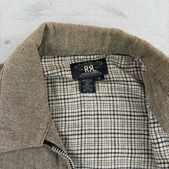 DOUBLE RRL RALPH LAUREN Barn Chore Flannel Lined Jacket Men Large Brown USA Made - Picture 3 of 12